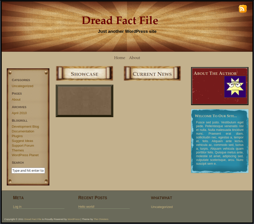 Screenshot of my old Dread Fact File website